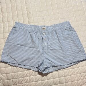 Wild Fable Light Blue Striped High Waist Shorts